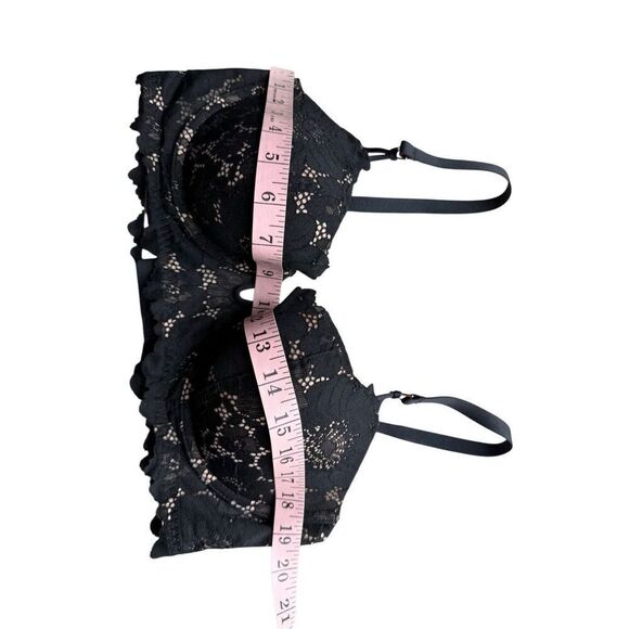 Aerie Real Power Balconette Poppy Lace Bra In True Black Size 38B - Picture 11 of 12